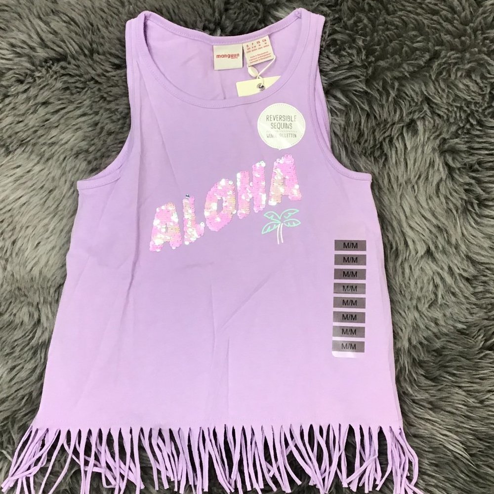 Manguun | Girl's  Sleeveless Top | Purple | Sequins | Various Sizes